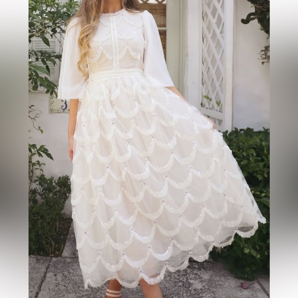 Dainty Jewells Glitz in the Garden Ivory Tulle Midi Dress Size XS - Picture 2 of 8